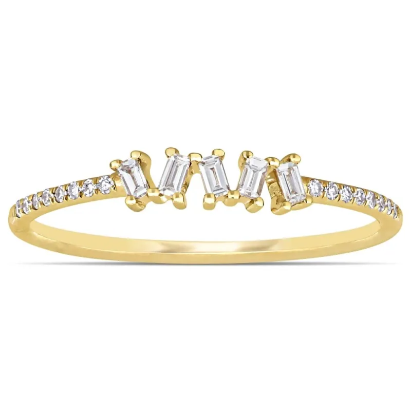 Miadora 14k Yellow Gold 1/7ct TDW Parallel-Baguette and Round-Cut Diamond Anniversary Band sold by Zulily