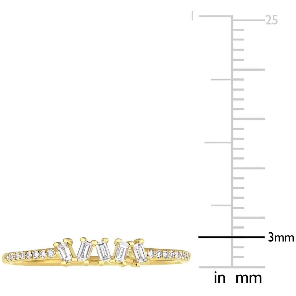 Miadora 14k Yellow Gold 1/7ct TDW Parallel-Baguette and Round-Cut Diamond Anniversary Band sold by Zulily product image thumbnail 4