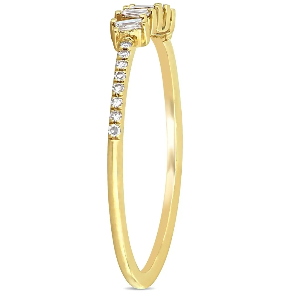 Miadora 14k Yellow Gold 1/7ct TDW Parallel-Baguette and Round-Cut Diamond Anniversary Band sold by Zulily product image thumbnail 2