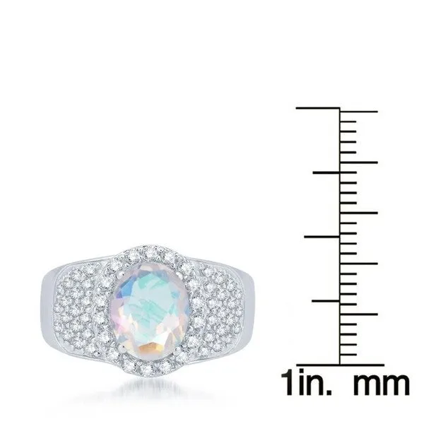 Sterling Silver with Mercury Opal Topaz and White Topaz Halo Ring sold by Zulily product image thumbnail 3