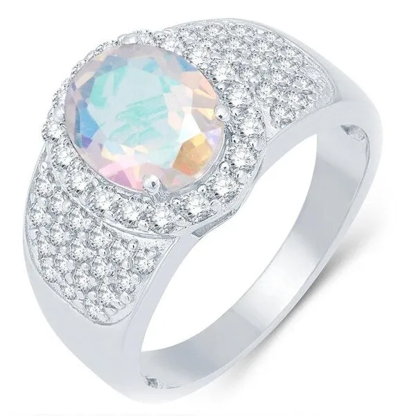 Sterling Silver with Mercury Opal Topaz and White Topaz Halo Ring sold by Zulily product image thumbnail 2
