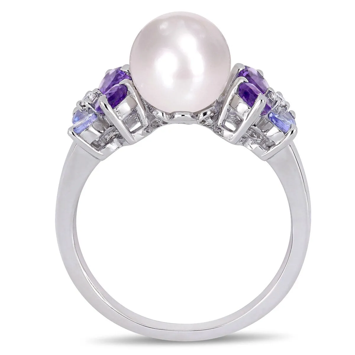 Miadora Sterling Silver Cultured FW Pearl Tanzanite Amethyst and Diamond Butterfly Jewelry Set (8-9 MM) sold by Zulily product image thumbnail 2