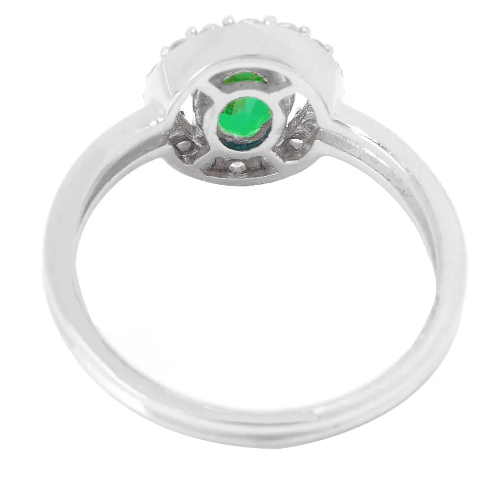 Sterling Silver with Green Emerald and Natural White Topaz Halo Ring sold by Zulily product image thumbnail 2