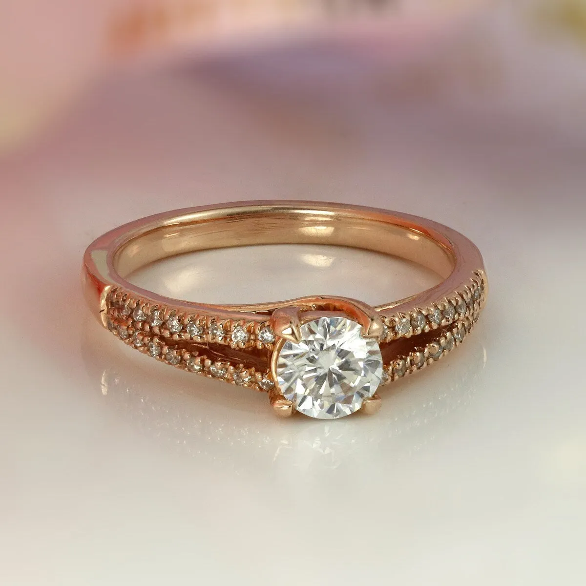 Moissanite by Auriya 14k Gold 1/2 carat TW and 1/5ct TDW Diamond Engagement Ring sold by Zulily product image thumbnail 2