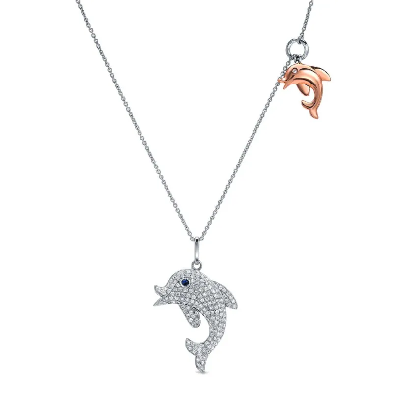 Auriya 14k Two-tone Gold 3/5ctw Diamond Dolphin Necklace (H-I, SI1-SI2) sold by Zulily