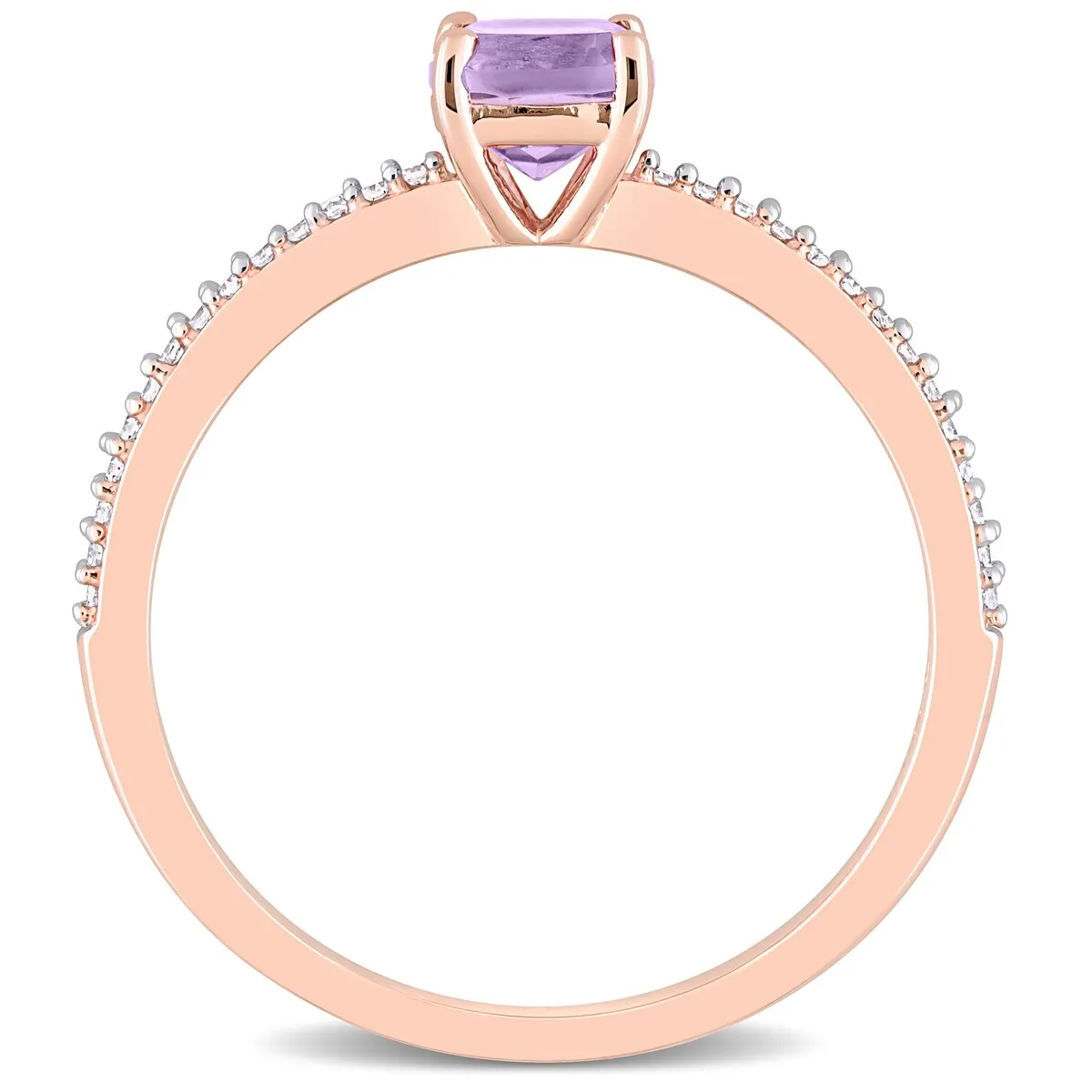 Miadora 10k Rose Gold Cushion-cut Rose de France and 1/10ct TDW Diamond Birthstone Ring sold by Zulily product image thumbnail 5