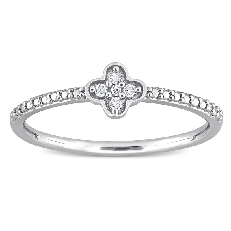 Miadora Diamond Accent Quatrefoil Promise Stacking Ring in Sterling Silver made by Zulily