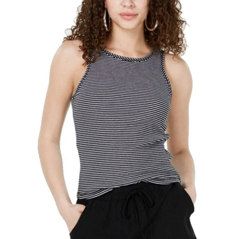 Ultra Flirt Women's Striped Ribbed Knit Crop Tank Top Black Size Medium M sold by Zulily