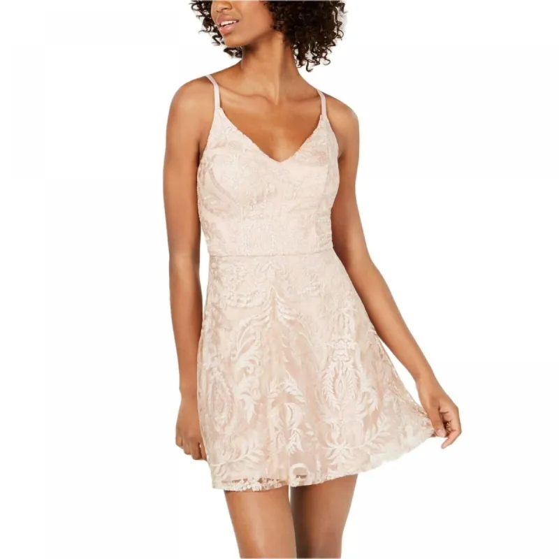 Speechless Women's Embroidered Mesh Skater Pink Dark Beige Size 11 sold by Zulily