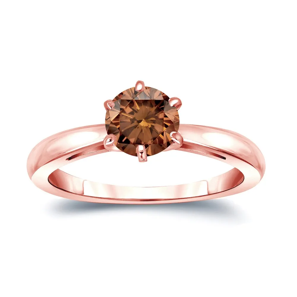 Auriya 1ctw 6 Prong Round Solitaire Brown Diamond Ring 14k Gold sold by Zulily product image thumbnail 3