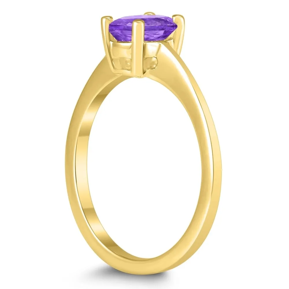 Oval Solitaire 7X5MM Amethyst Ring in 10K Yellow Gold sold by Zulily product image thumbnail 2