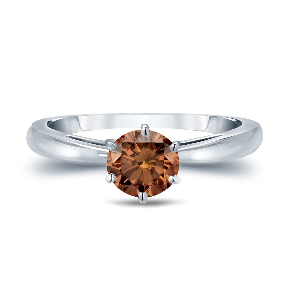 Auriya 1ctw 6 Prong Round Solitaire Brown Diamond Ring 14k Gold sold by Zulily product image thumbnail 4