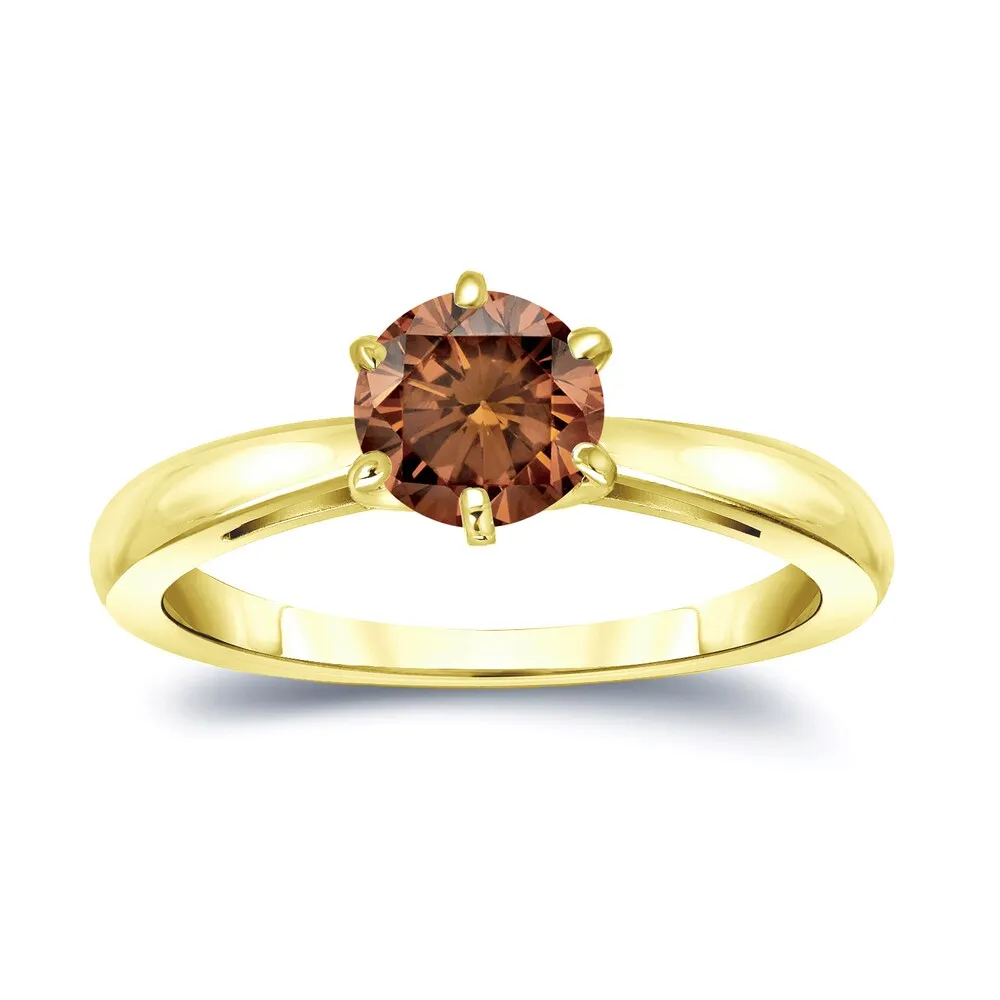Auriya 1ctw 6 Prong Round Solitaire Brown Diamond Ring 14k Gold sold by Zulily product image thumbnail 2