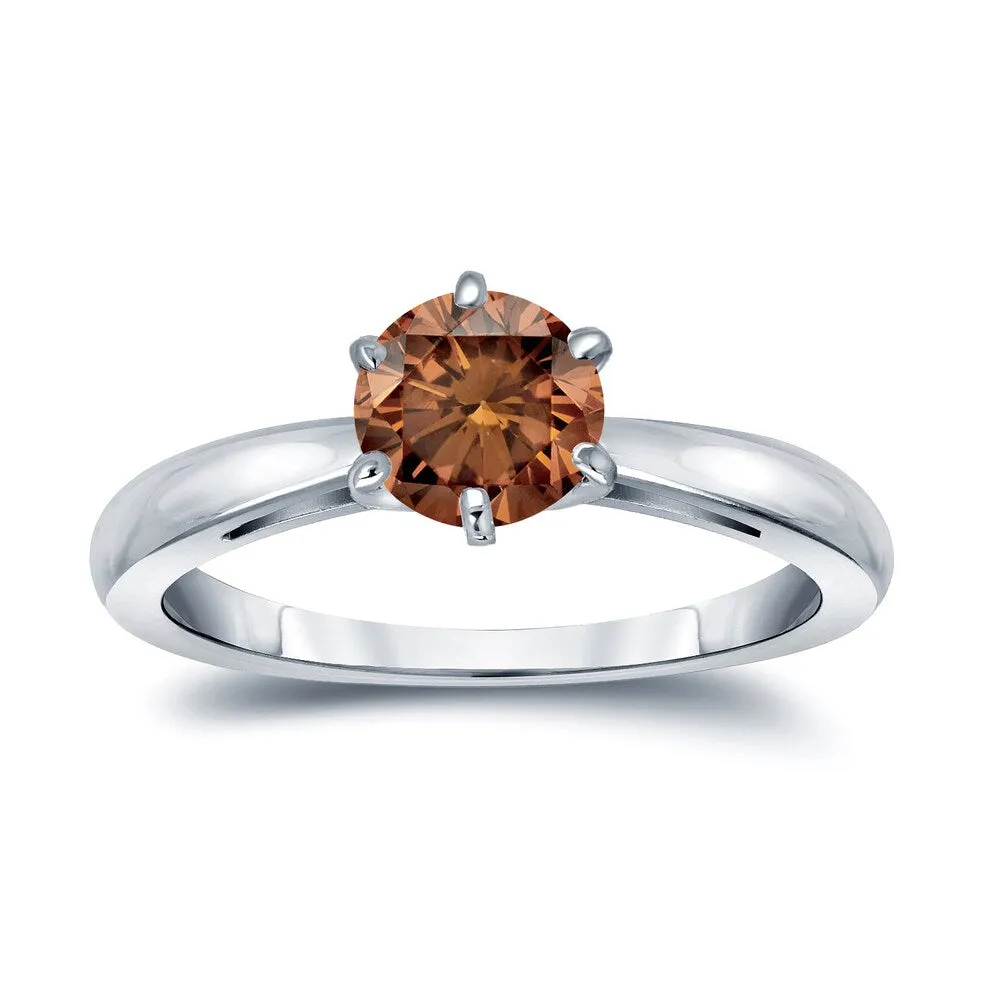 Auriya 1ctw 6 Prong Round Solitaire Brown Diamond Ring 14k Gold sold by Zulily