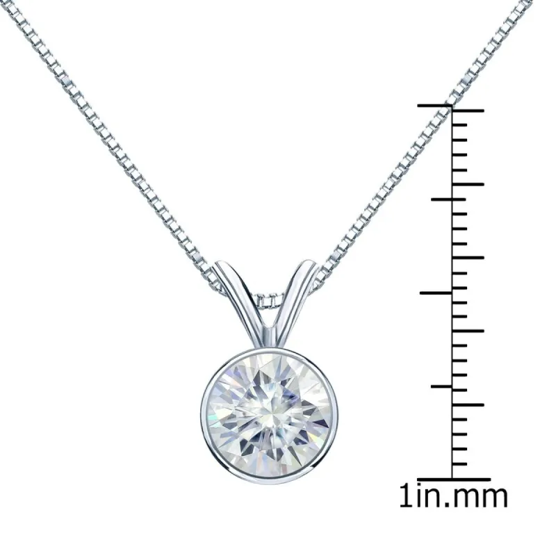 Auriya Platinum 2 1/2ct TW Round Bezel-set Moissanite Necklace Solitaire - 8.8 mm sold by Zulily