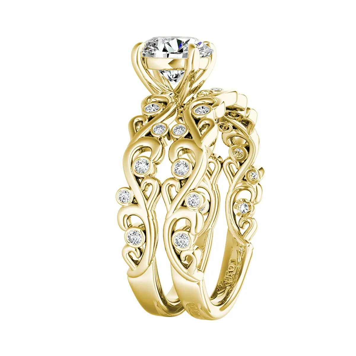 Auriya 1ct Vintage Cushion-cut Moissanite and Diamond Engagement Ring Set 14k Gold sold by Zulily product image thumbnail 5