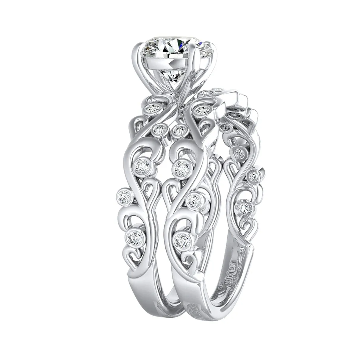 Auriya 1ct Vintage Cushion-cut Moissanite and Diamond Engagement Ring Set 14k Gold sold by Zulily product image thumbnail 2