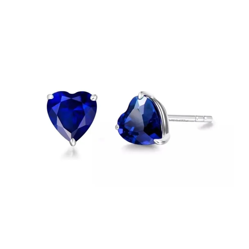 925 Sterling Silver Heart Cut Sapphire Stud Earrings sold by Zulily