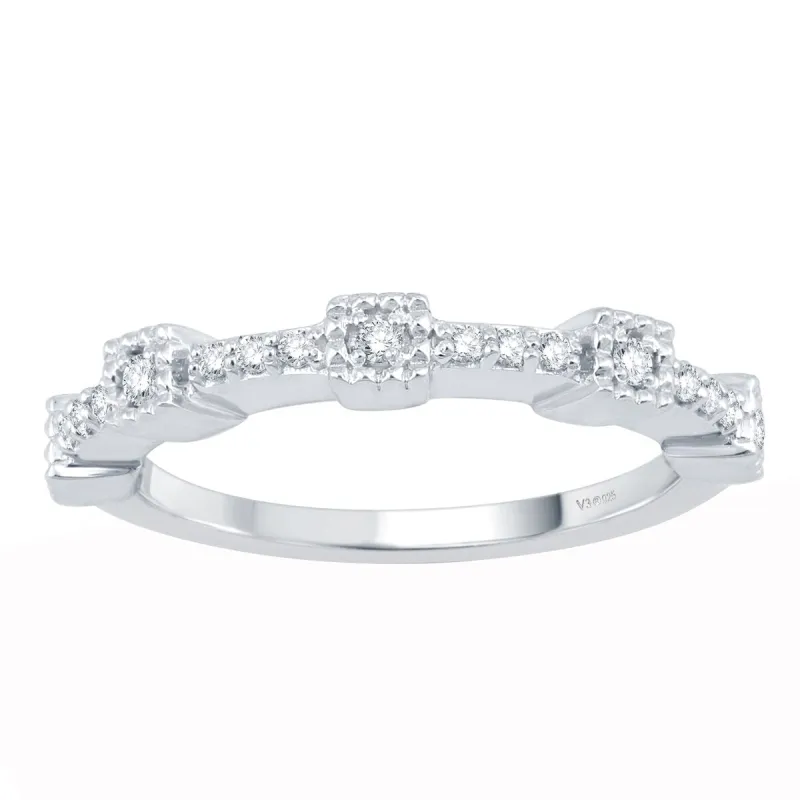 Sterling Silver with Genuine White Diamond Stackable Band Ring sold by Zulily