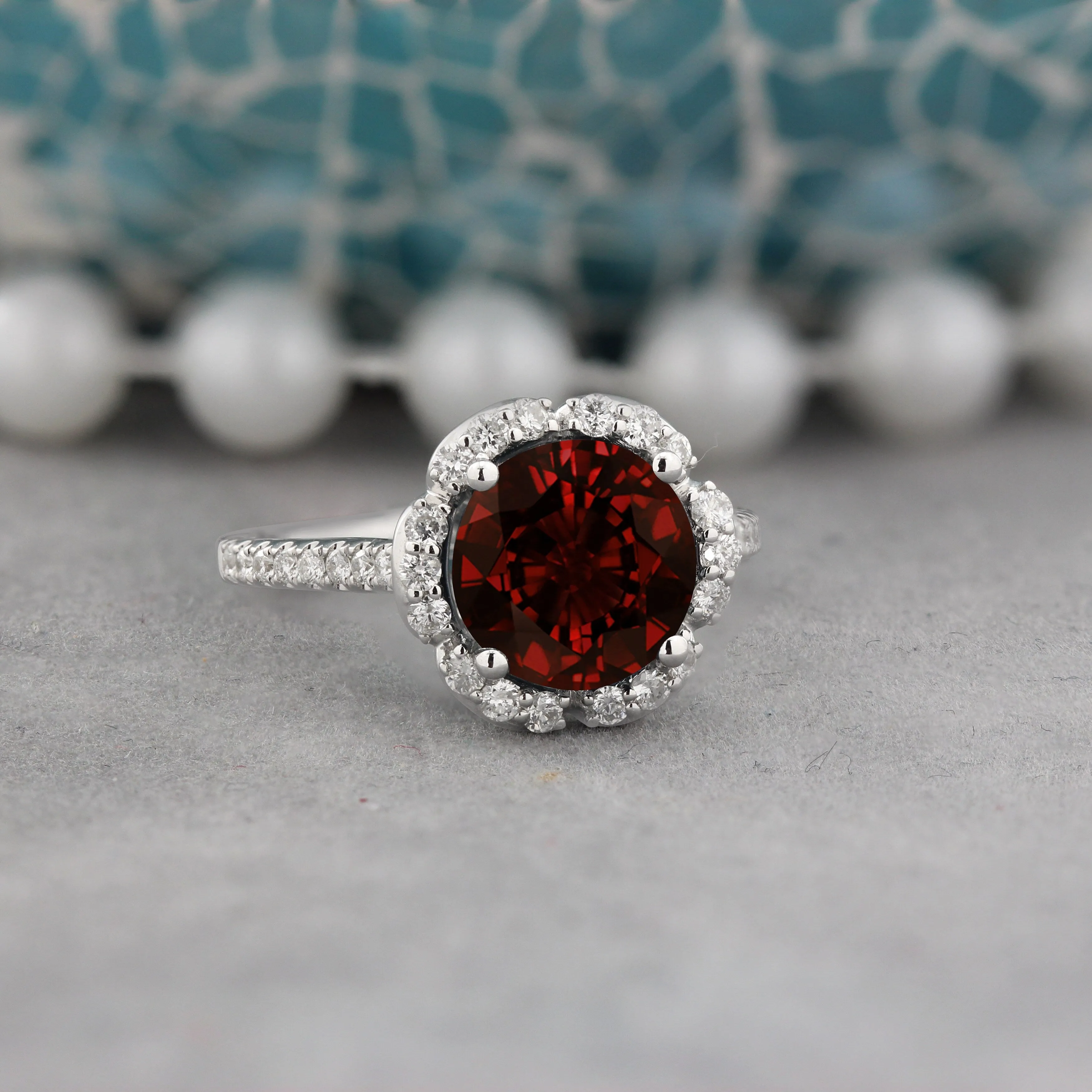 Auriya Vintage 3 1/10ct Fancy Garnet Gemstone and Halo Diamond Engagement Ring 3/8ct Fancy 14k Gold sold by Zulily