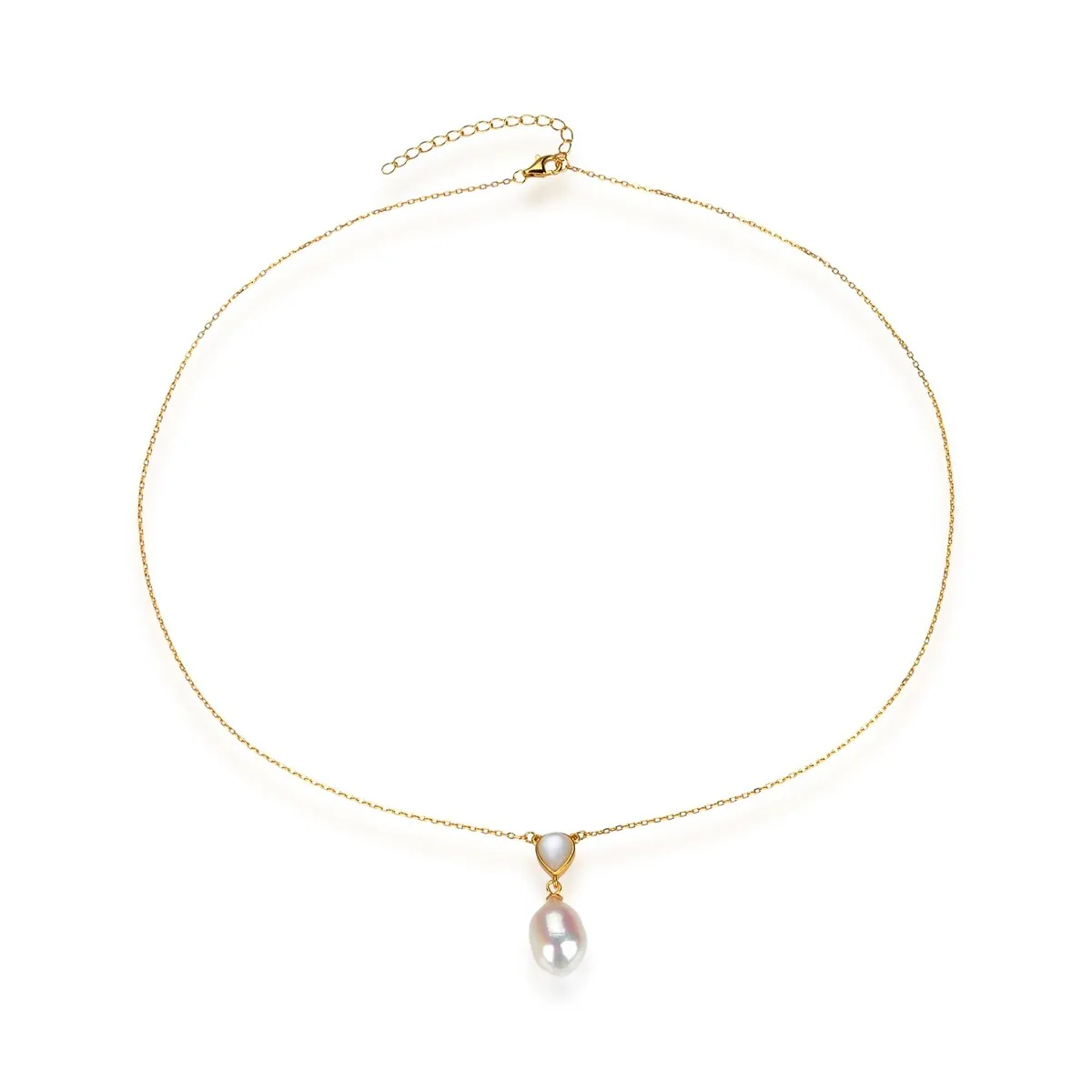 Gold Over Sterling Silver Cultured Pearl,Mother Of Pearl Pendant 18" Chain + 2 Extender sold by Zulily product image thumbnail 2