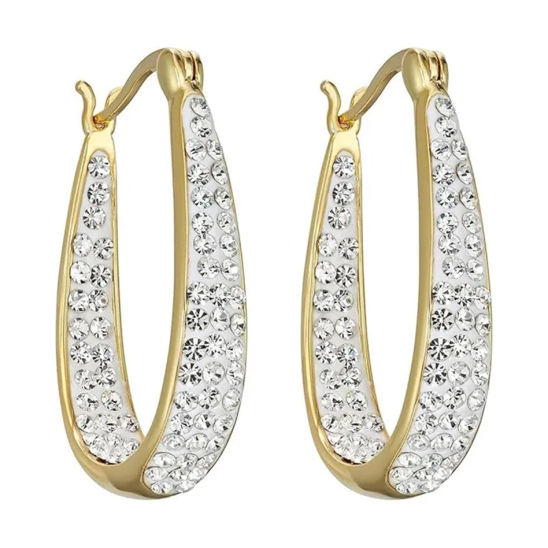 Gold and White Inside Out Crystal Hoop Earrings For Women - Gold and White sold by Zulily
