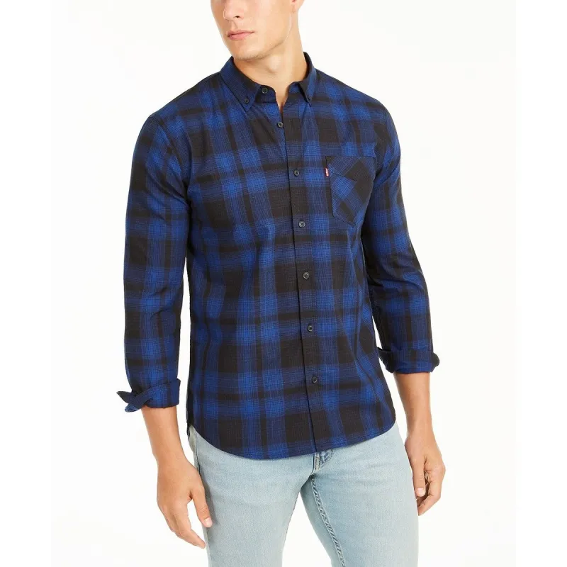 Levi's Men's Chama Plaid Shirt Caviar Size Extra Large sold by Zulily