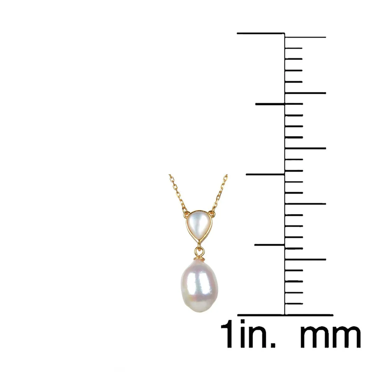 Gold Over Sterling Silver Cultured Pearl,Mother Of Pearl Pendant 18" Chain + 2 Extender sold by Zulily product image thumbnail 3