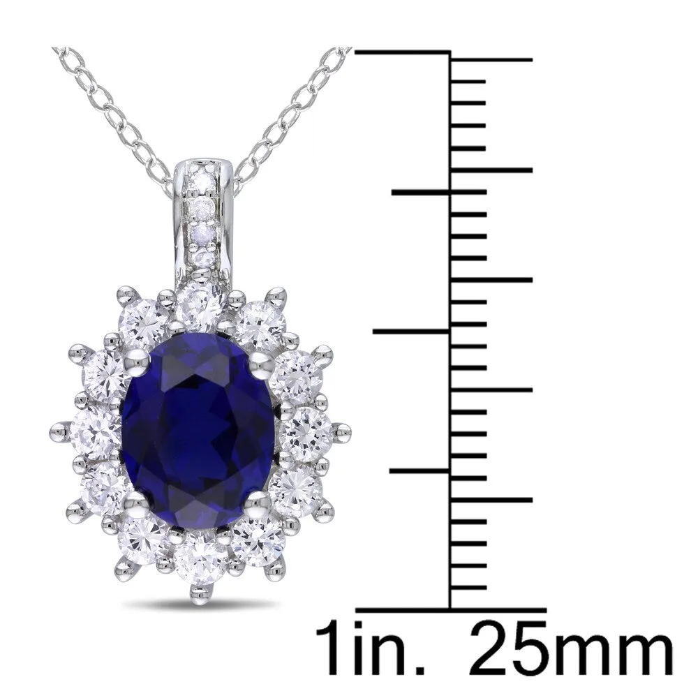 Miadora Sterling Silver Created Blue and White Sapphire 1/10ct TDW Diamond Birthstone Jewelry Set sold by Zulily product image thumbnail 5