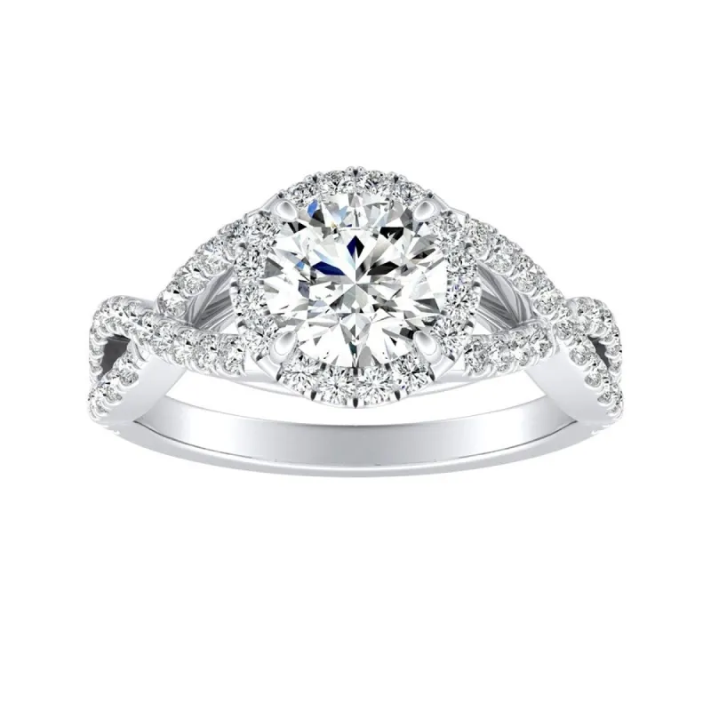 Auriya Infinity Round3/4ct Moissanite and 1/2ctw Diamond Halo Engagement Ring 14K Gold sold by Zulily