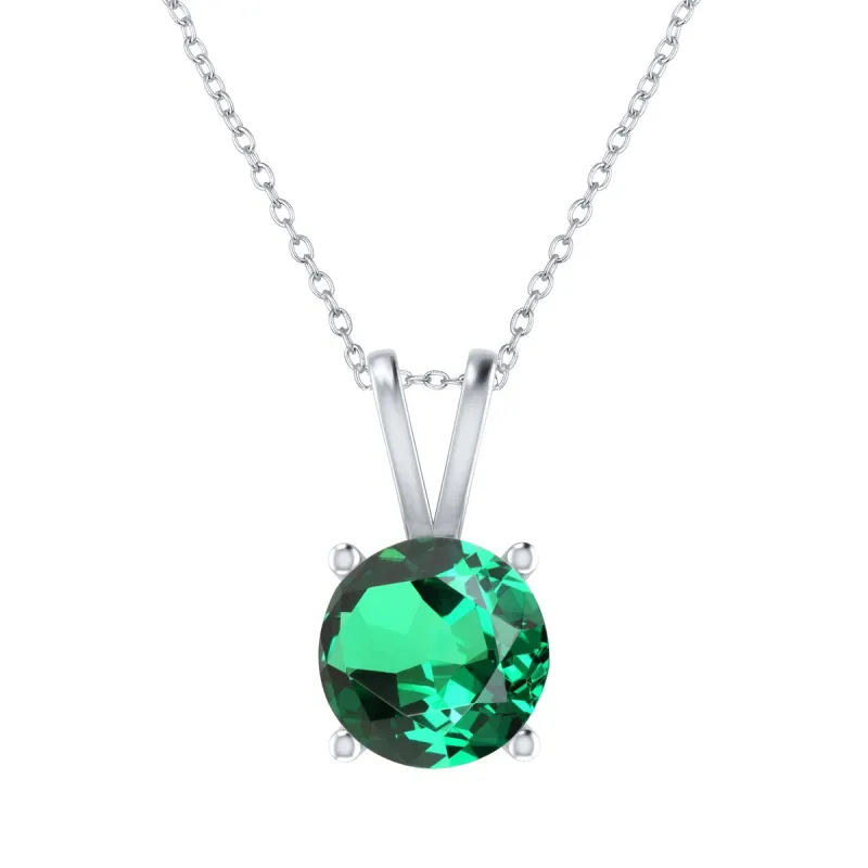 Sterling Silver with Emerald Solitaire Pendant with 18" Chain sold by Zulily