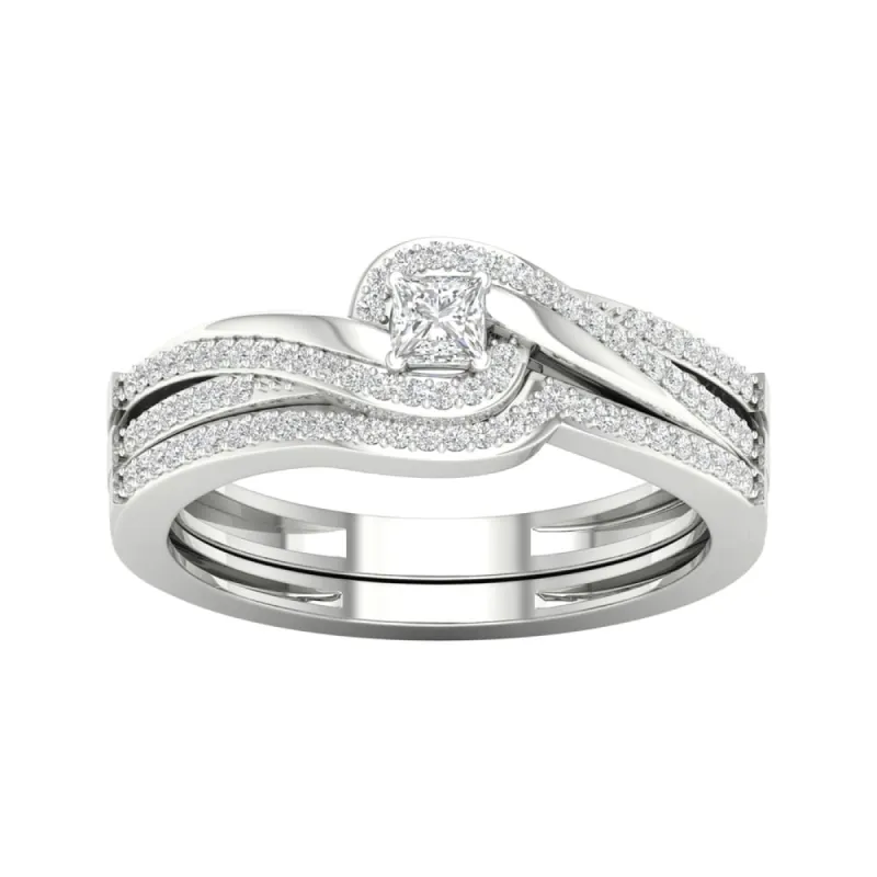 De Couer 10k Gold 1/3ct TDW Diamond Halo Birdal Ring sold by Zulily