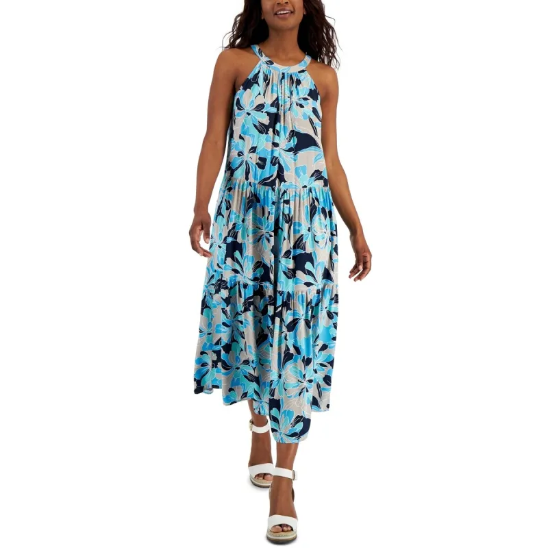 Tommy Hilfiger Women's Floral Print Halter Maxi Dress Blue Size Small sold by Zulily