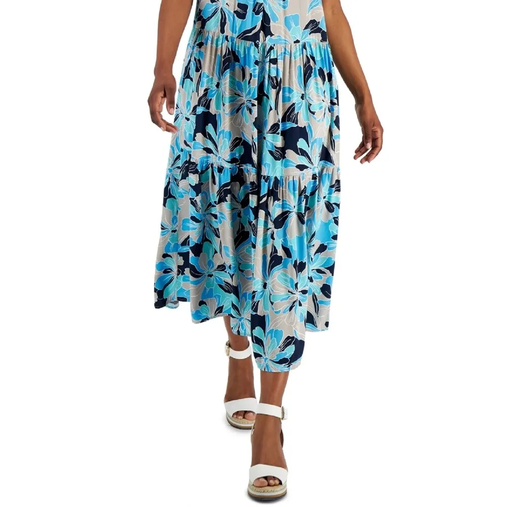 Tommy Hilfiger Women's Floral Print Halter Maxi Dress Blue Size Small sold by Zulily product image thumbnail 3