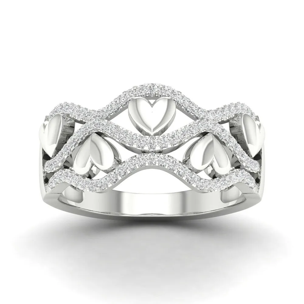 De Couer 10k Gold 1/5ct TDW Diamond Heart Ring sold by Zulily