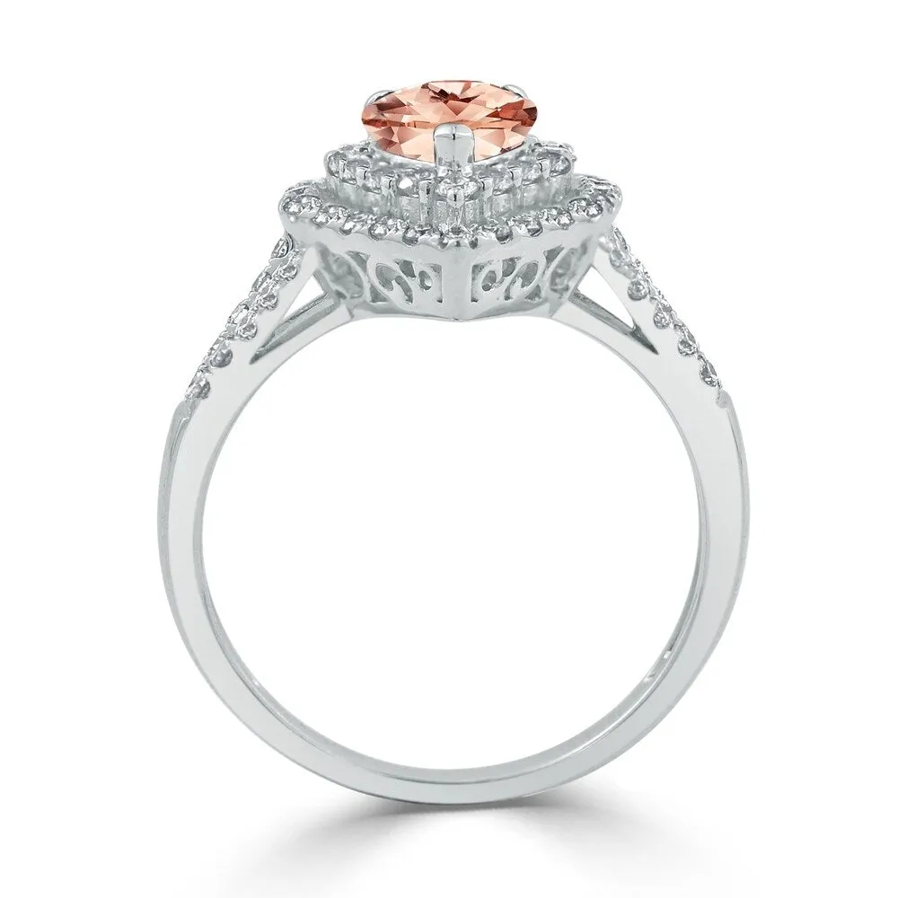 Auriya 1 3/4ct Pear-cut Morganite and Halo Diamond Ring 5/8ctw 18K Gold sold by Zulily product image thumbnail 4