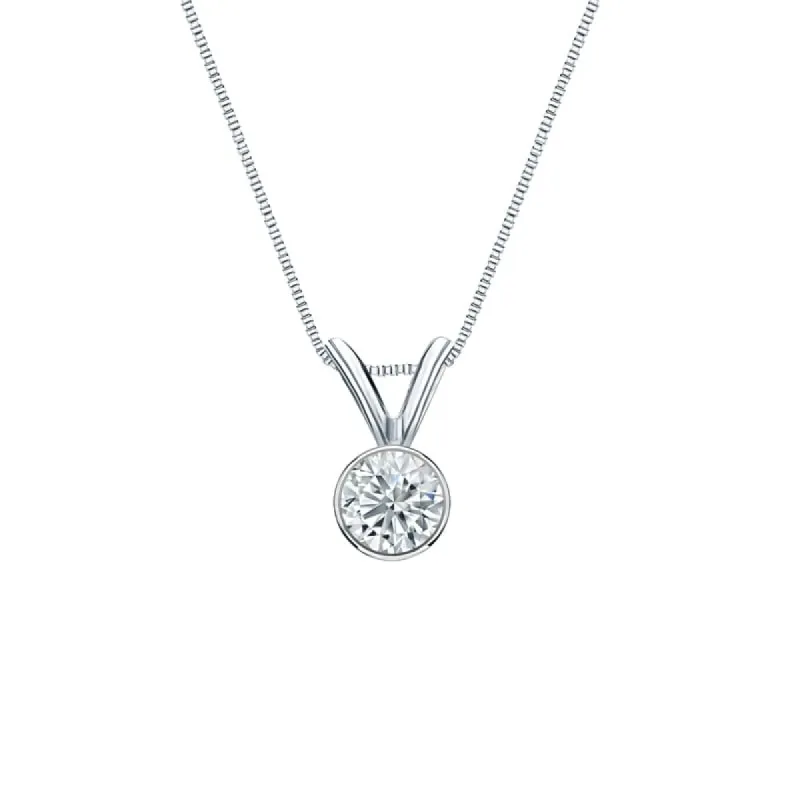 Auriya 18-karat Gold 0.20ctw Round Solitaire Lab Grown Diamond Necklace Bezel (H-I VS) - 0.2 sold by Zulily