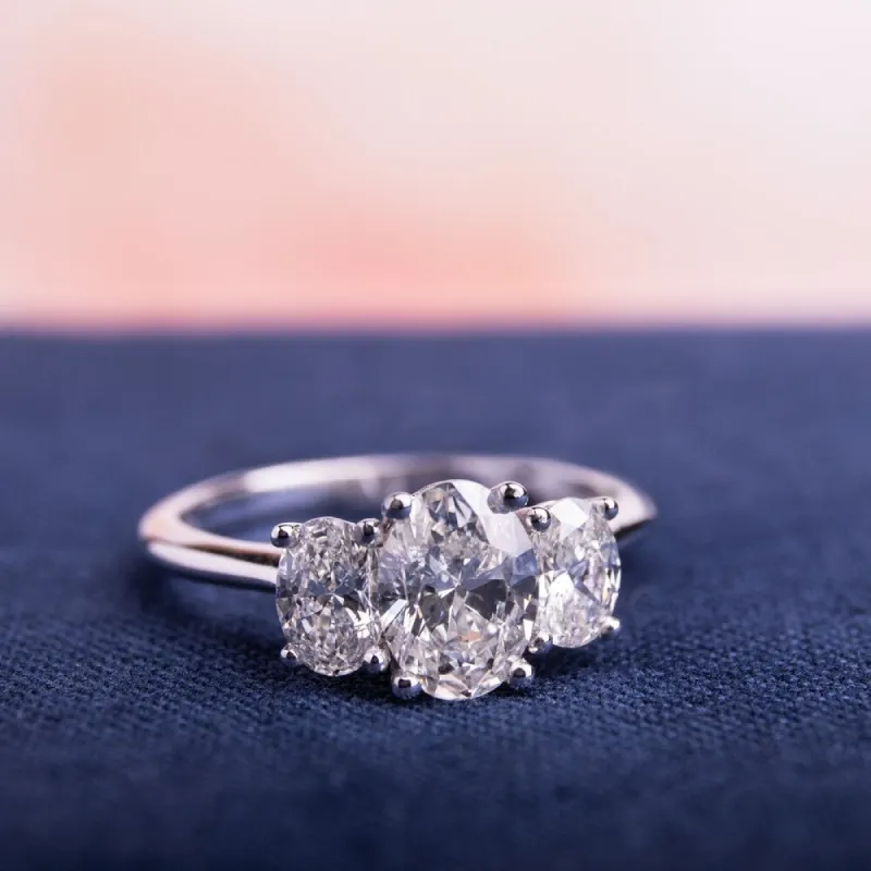 Miadora Signature Collection 18k White Gold 1 1/2ct TDW Certified 3-Stone Oval Shape Diamond Engagement Ring (H-I, SI2-I1) (IGI) sold by Zulily