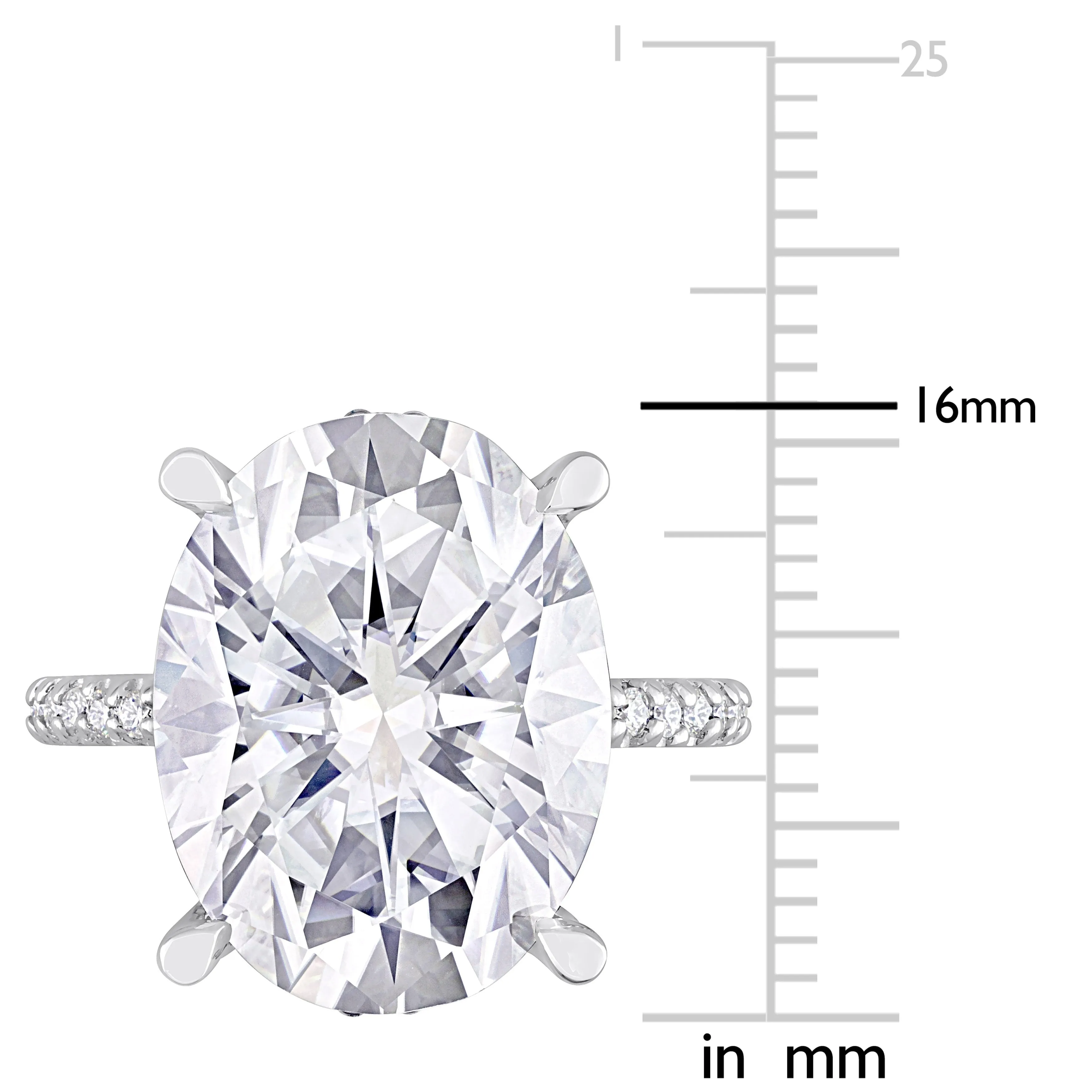 Miadora 8ct DEW Oval Created Moissanite Engagement Ring in 10k White Gold sold by Zulily product image thumbnail 3