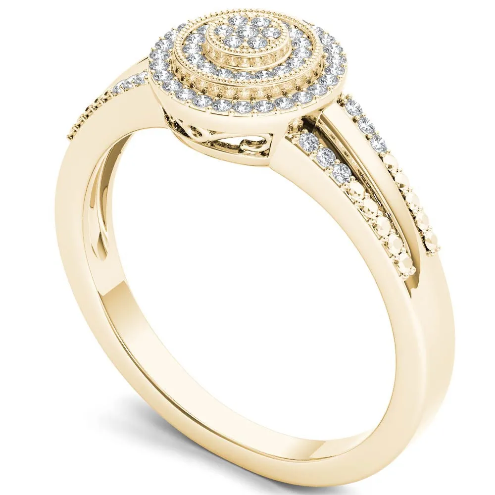 De Couer 10k Yellow Gold 1/6ct TDW Diamond Halo Engagement Ring sold by Zulily product image thumbnail 2