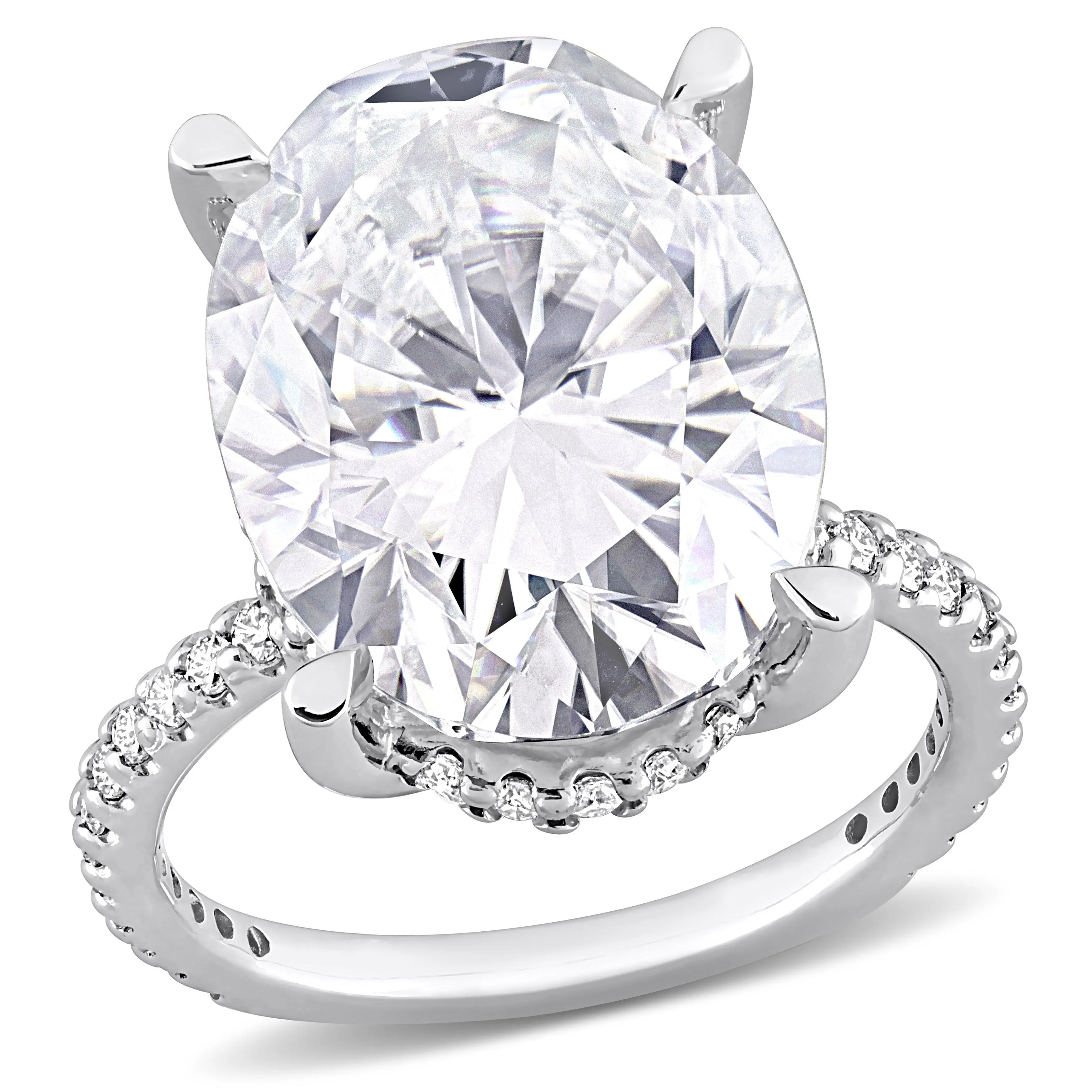 Miadora 8ct DEW Oval Created Moissanite Engagement Ring in 10k White Gold sold by Zulily