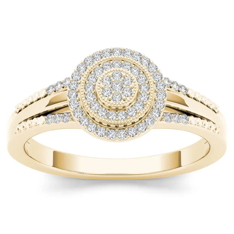 De Couer 10k Yellow Gold 1/6ct TDW Diamond Halo Engagement Ring sold by Zulily