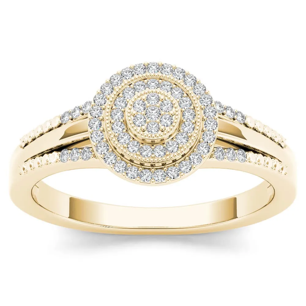 De Couer 10k Yellow Gold 1/6ct TDW Diamond Halo Engagement Ring sold by Zulily