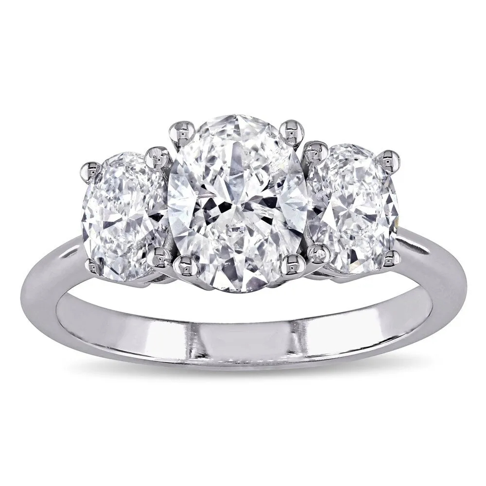 Miadora Signature Collection 18k White Gold 1 1/2ct TDW Certified 3-Stone Oval Shape Diamond Engagement Ring (H-I, SI2-I1) (IGI) sold by Zulily product image thumbnail 5