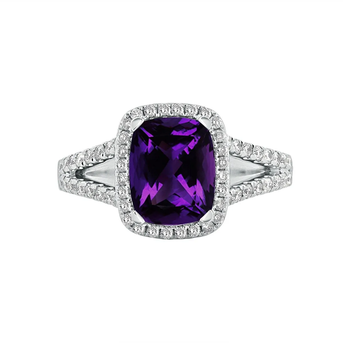 Auriya 1ct Cushion-cut Purple Amethyst and Halo Diamond Engagement Ring 3/8cttw 14K Gold sold by Zulily product image thumbnail 2