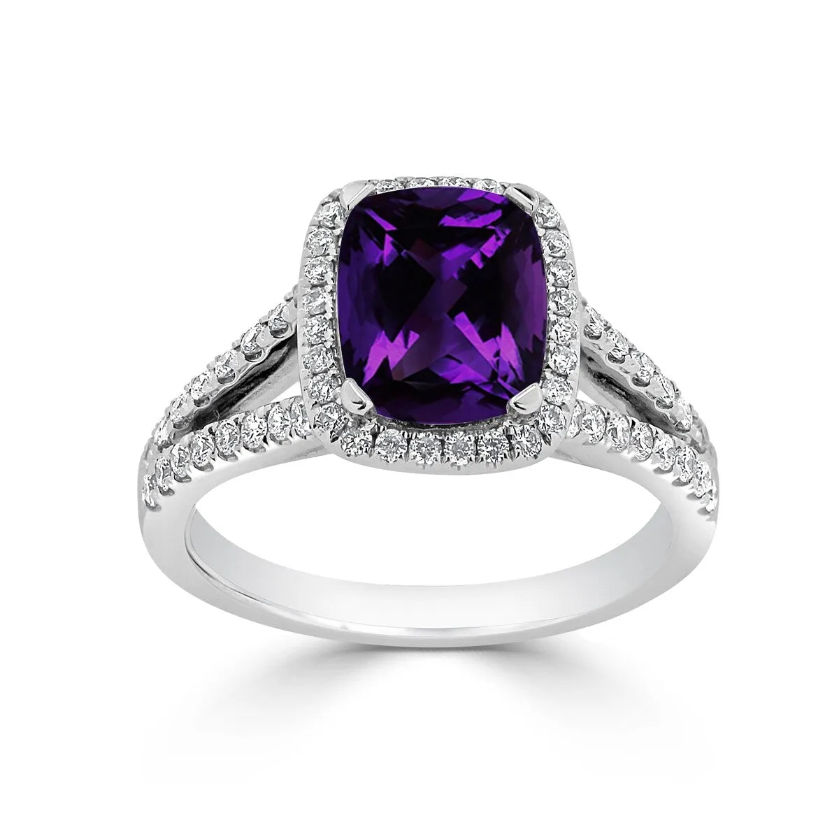 Auriya 1ct Cushion-cut Purple Amethyst and Halo Diamond Engagement Ring 3/8cttw 14K Gold sold by Zulily product image thumbnail 3