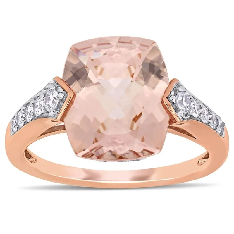 Miadora 14k Rose Gold Morganite White Sapphire and 1/4ct TDW Diamond Engagement Ring sold by Zulily
