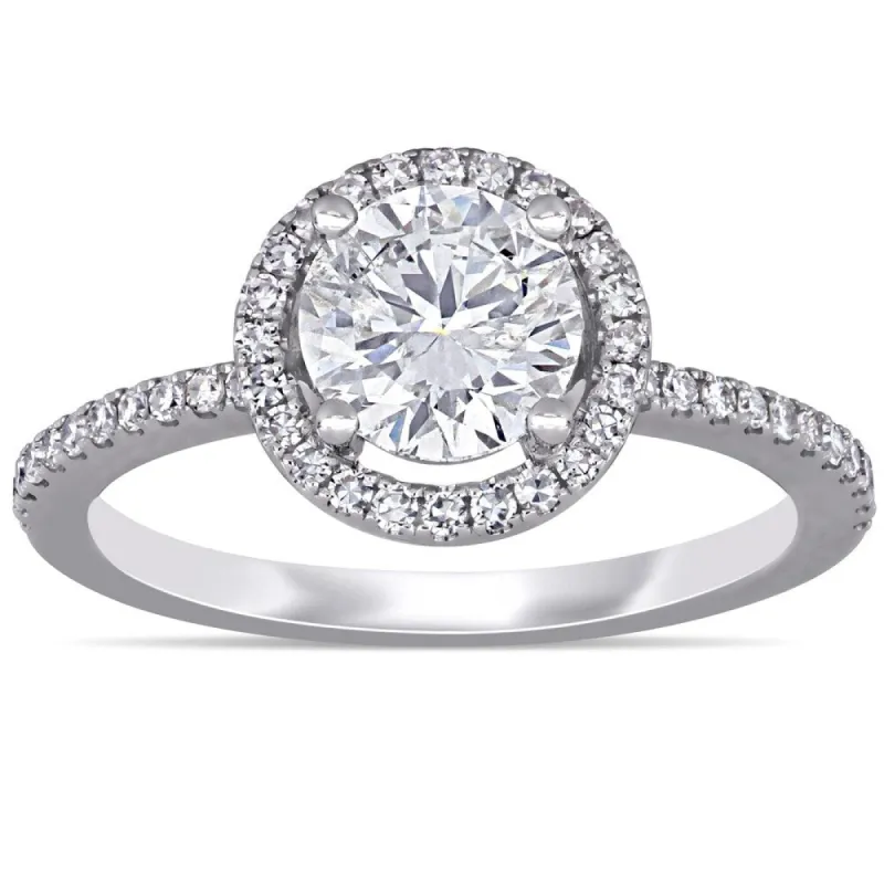 Miadora 14k White Gold 1 3/8ct TDW Diamond Halo Engagement Ring sold by Zulily