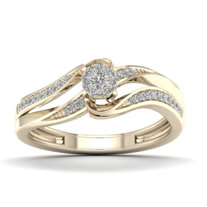 De Couer 1/6ct TDW Diamond Cluster Engagement Ring - Yellow sold by Zulily