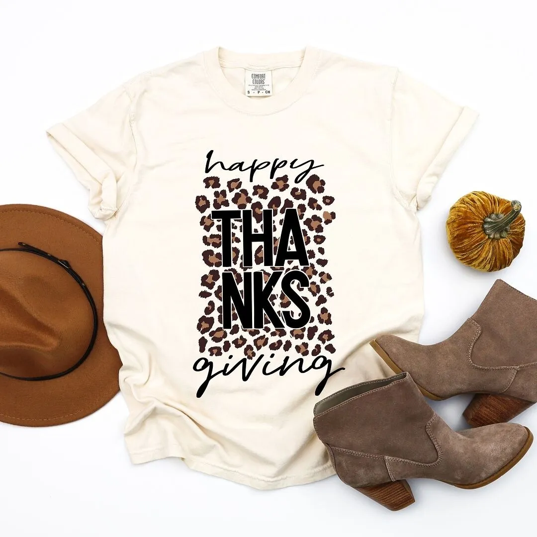 Happy Thanksgiving Leopard Garment Dyed Tee sold by Zulily